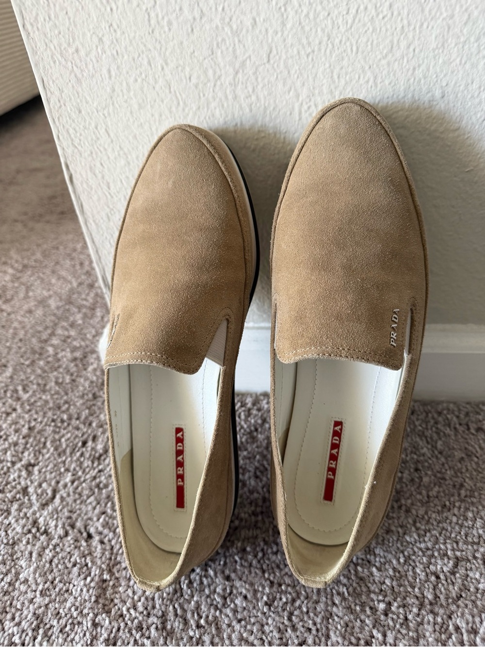 Prada Beige Suede Slip-On Loafers 39 - Picture 3 of 6